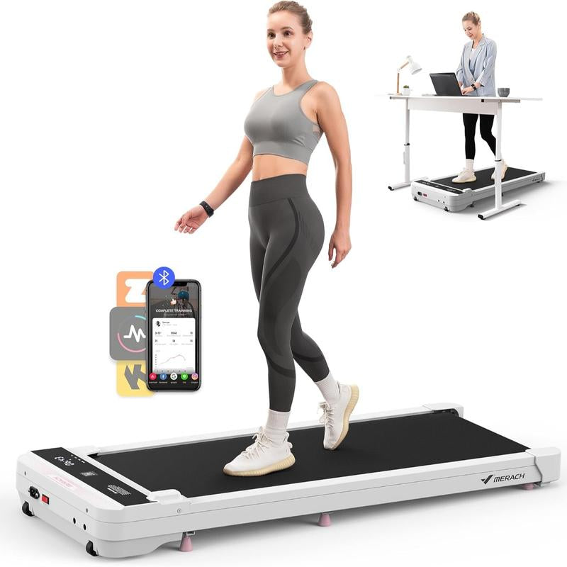 MERACH Walking Pad, Quiet under Desk Treadmill, Small Treadmill for Home & Office, 2 in 1 Quiet Portable Mini Treadmill with Remote Control, APP, LED Display